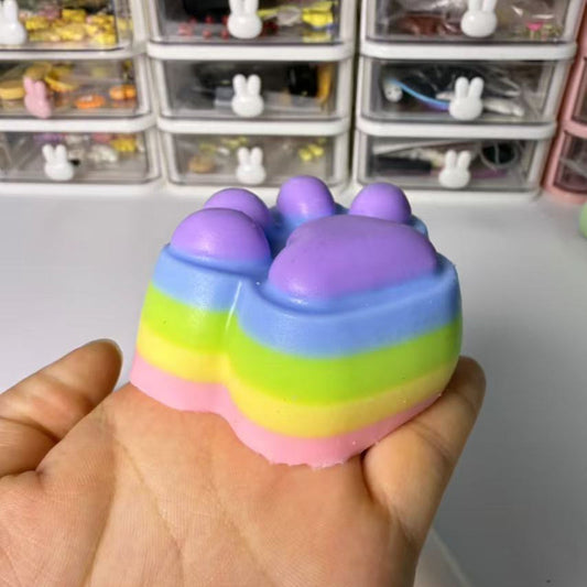 Rainbow Cat Paw Taba Squishy - Soft Silicone Fidget Toy